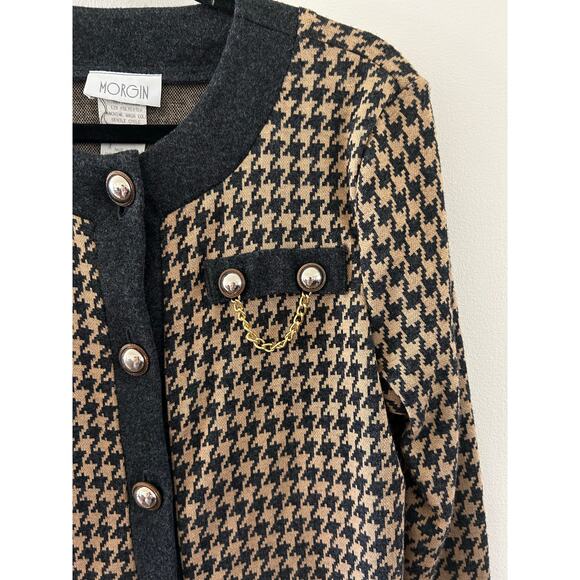 Y2K 90s academia houndstooth print formal office siren corpcore blazer buttons M - Picture 3 of 8